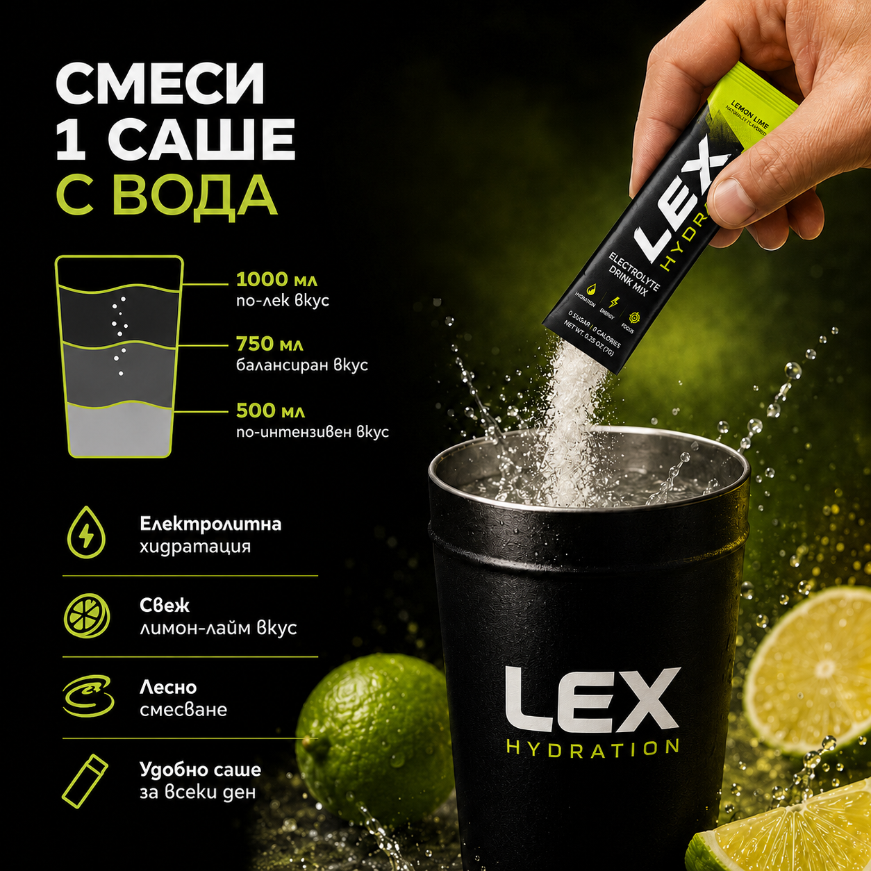 Електролити LEX HYDRATION™ Lemon & Lime Formula